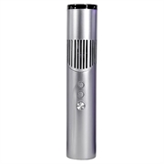 Mini-ventilator de mână în formă de ruj, cu afișaj digital și lumină LED - Gri