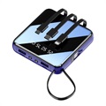 Mini Baterie Externă 10000mAh - 2X USB, Lightning, USB-C, MicroUSB - Albastru