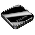 Mini încărcător portabil de 10000 mAh cu două porturi USB și ecran LCD - Negru