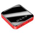 Mini încărcător portabil de 10000mAh cu două porturi USB și ecran LCD - Roșu