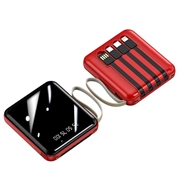 Mini Baterie Externă 20000mAh - 2X USB, Lightning, USB-C, MicroUSB - Roșu