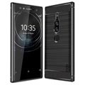 Husă Mofi Fibră Carbon Sony Xperia XZ2 Premium TPU - Neagră