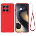 Husă din silicon lichid Motorola Edge (2025) cu curea de mana