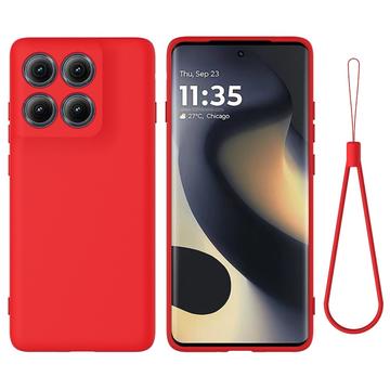 Husă din silicon lichid Motorola Edge (2025) cu curea de mana - Roșu