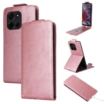 Husă verticală cu rabat și suport Motorola Edge (2025) - Auriu Roze