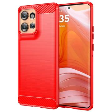 Husă TPU Brushed Motorola Edge 50 - Fibră de Carbon - Roșu