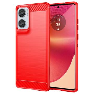 Husă TPU Brushed Motorola Edge 50 Fusion - Fibră de Carbon - Roșu