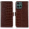 Husă Piele Portofel cu RFID Motorola Edge 50 Neo - Crocodile
