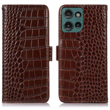 Husă Piele Portofel cu RFID Motorola Edge 50 Neo - Crocodile