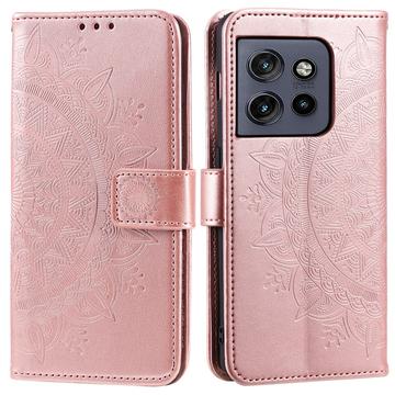 Husă Portofel Motorola Edge 50 Neo - Mandala - Auriu Roze