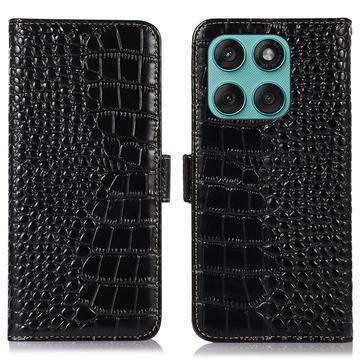 Husă Piele Portofel cu RFID Motorola Edge 60 Fusion - Crocodile