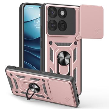 Husă Hibridă Motorola Edge 60 Fusion cu Inel Rotativ cu Ecran pentru Cameră - Auriu Roze