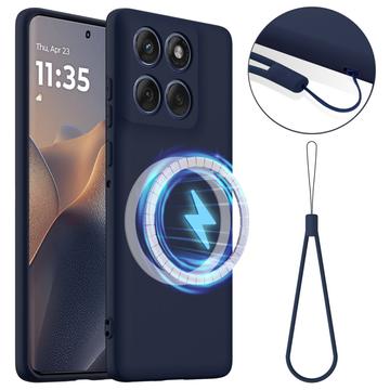Husă Silicon Liquid Motorola Edge 60 Pro - Compatibila MagSafe - Albastru Închis