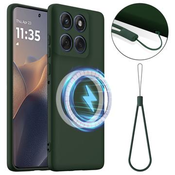 Husă Silicon Liquid  Motorola Edge 60 Pro - Compatibila MagSafe - Verde Închis
