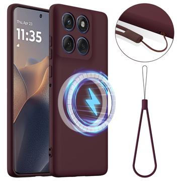 Husă Silicon Liquid Motorola Edge 60 Pro - Compatibila MagSafe - Roșu Vin
