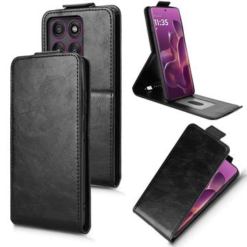 Husă verticală cu rabat și suport Motorola Edge 60 Pro - Negru