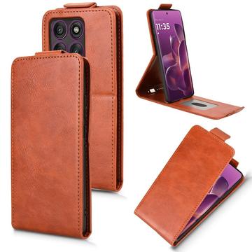 Husă verticală cu rabat și suport Motorola Edge 60 Pro - maro