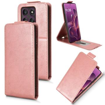 Husă verticală cu rabat și suport Motorola Edge 60 Pro - Auriu Roze