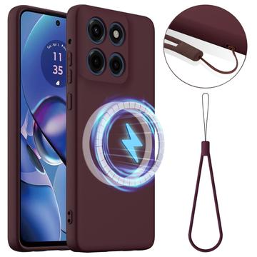 Husă Silicon Liquid Motorola Edge 60 Stylus - Compatibila MagSafe - Roșu Vin