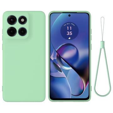 Husă din silicon lichid Motorola Edge 60 Stylus cu curea de mana - verde
