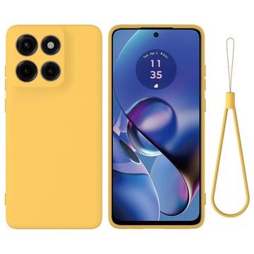 Husă din silicon lichid Motorola Edge 60 Stylus cu curea de mana - Galben