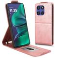 Husă verticală cu rabat și suport Motorola Edge 60 Stylus - Auriu Roze