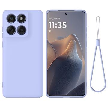 Husă din silicon lichid Motorola Edge 70 cu curea de mana - Violet