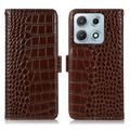 Husă Piele Portofel cu RFID Motorola Edge 70 Max - Crocodile - Maro