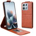 Husă verticală cu rabat și suport Motorola Edge 70 Max - maro