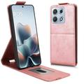 Husă verticală cu rabat și suport Motorola Edge 70 Max - Auriu Roze