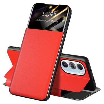 Husă Flip Motorola Edge X30 - Front Smart View - Roșu