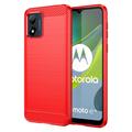 Husă TPU Brushed Motorola Moto E13 - Fibră de Carbon - Roșu