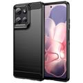 Husă TPU Brushed Motorola Moto G Power (2025) - Fibră de Carbon - Negru