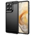 Husă TPU Brushed Motorola Moto G Stylus 5G (2025) - Fibră de Carbon - Negru