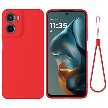 Husă din silicon lichid Motorola Moto G05/E15 cu curea de mana - Roșu