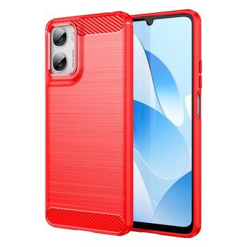 Husă TPU Brushed Motorola Moto G06/G06 Power - Fibră de Carbon - Roșu