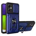 Husă Hibridă Motorola Moto G14 cu Inel Rotativ cu Ecran pentru Cameră - Albastru