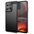 Husă TPU Brushed Motorola Moto G15 - Fibră de Carbon - Negru