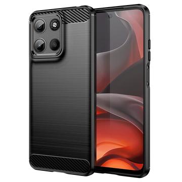 Husă TPU Brushed Motorola Moto G15 - Fibră de Carbon - Negru