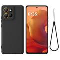 Husă din silicon lichid Motorola Moto G17 Power/G17/G15 cu curea de mana - Negru