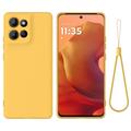 Husă din silicon lichid Motorola Moto G17 Power/G17/G15 cu curea de mana - Galben