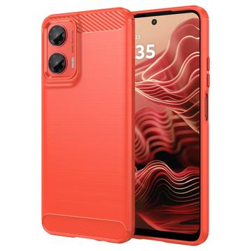 Husă TPU Brushed Motorola Moto G35 - Fibră de Carbon - Roșu