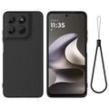 Husă din silicon lichid Motorola Moto G37/G37 Power/G47 cu curea de mana - Negru