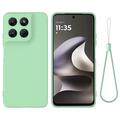 Husă din silicon lichid Motorola Moto G37/G37 Power/G47 cu curea de mana - Verde