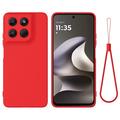 Husă din silicon lichid Motorola Moto G37/G37 Power/G47 cu curea de mana - Roșu