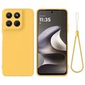 Husă din silicon lichid Motorola Moto G37/G37 Power/G47 cu curea de mana - Galben