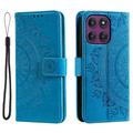 Husă tip portofel cu curea de mână Motorola Moto G37 Power Mandala - Albastru
