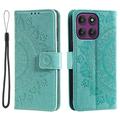 Husă tip portofel cu curea de mână Motorola Moto G37 Power Mandala - Verde mentă