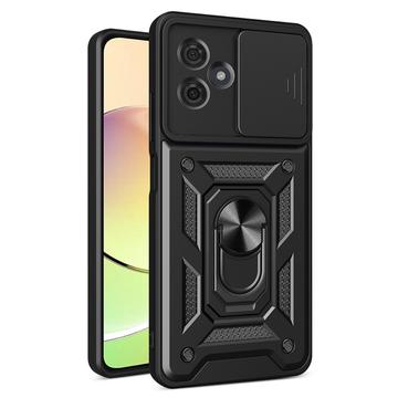 Husă Hibridă Motorola Moto G54 cu Inel Rotativ cu Ecran pentru Cameră - Negru