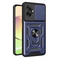 Husă Hibridă Motorola Moto G55 cu Inel Rotativ cu Ecran pentru Cameră - Albastru